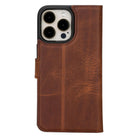 Bloomcase Apple Iphone 15 Pro Max (6.7") Vintage Saddle Hakiki Deri Çıkarılabilir Cüzdanlı Telefon Kılıfı