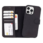 Bloomcase Apple Iphone 16 Pro (6.3") Onyx Black Hakiki Deri Çıkarılabilir Cüzdanlı Telefon Kılıfı