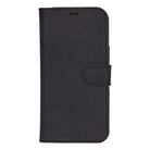 Bloomcase Apple Iphone 16 Pro (6.3") Onyx Black Hakiki Deri Çıkarılabilir Cüzdanlı Telefon Kılıfı