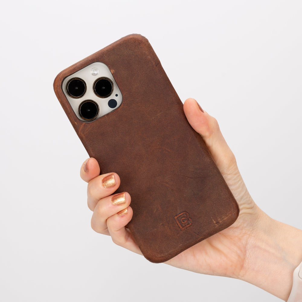Bloomcase Apple Iphone 16 Pro Max(6.9") Saddle Brown Hakiki Deri Telefon Kılıfı