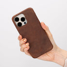 Bloomcase Apple Iphone 16 Pro Max(6.9") Saddle Brown Hakiki Deri Telefon Kılıfı