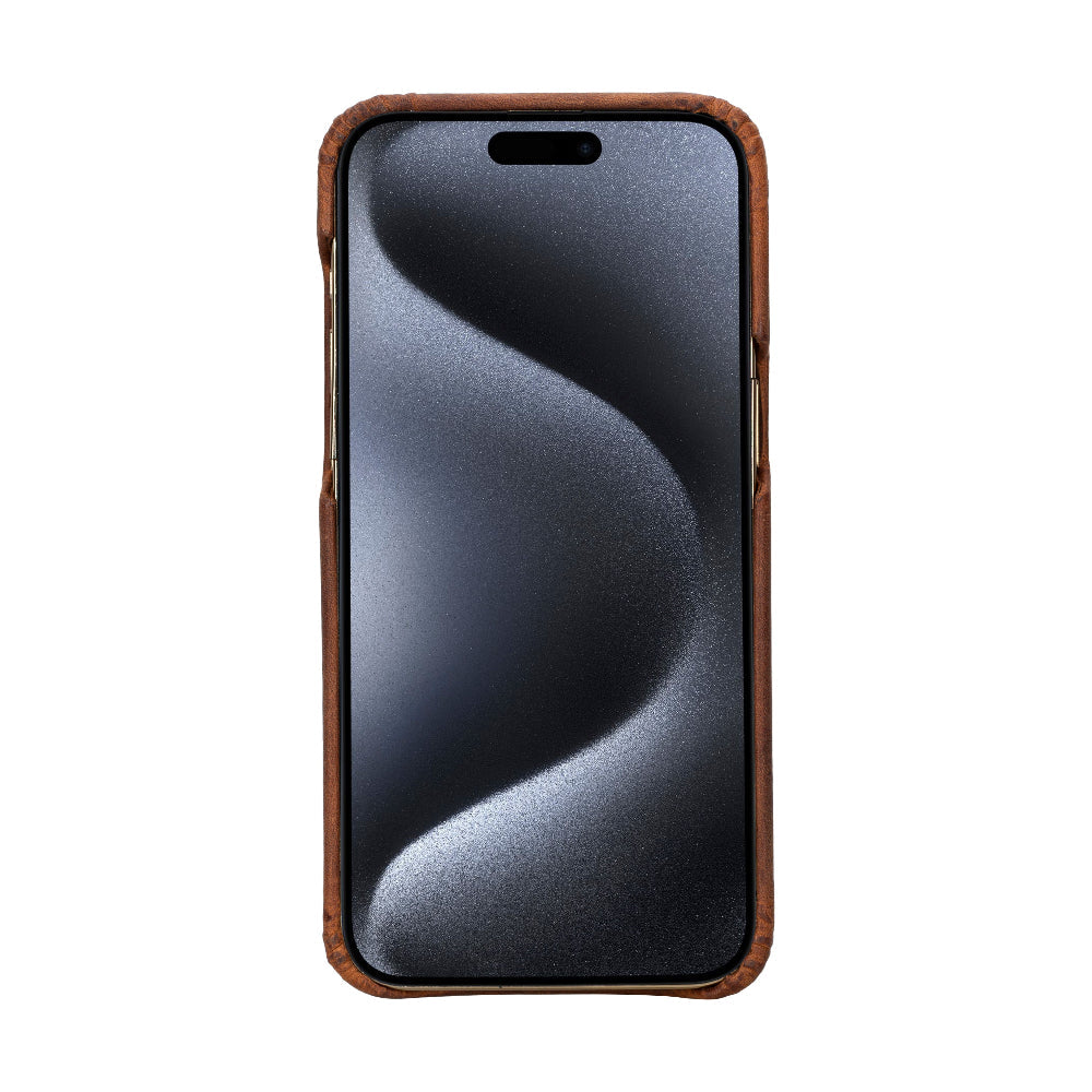 Bloomcase Apple Iphone 16 Pro Max(6.9") Saddle Brown Hakiki Deri Telefon Kılıfı