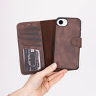 Bloomcase Magic Wallet Dark Brown Apple Iphone 17E / 16E (6.1") Hakiki Deri Çıkarılabilir Cüzdanlı Telefon Kılıfı