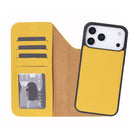 Bloomcase Magic Wallet Honey Apple Iphone 17 Pro Max (6.9") Hakiki Deri Çıkarılabilir Cüzdanlı Telefon Kılıfı