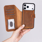 Bloomcase Magic Wallet Moccasin Apple Iphone 17 Pro (6.3") Hakiki Deri Çıkarılabilir Cüzdanlı Telefon Kılıfı