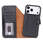 Bloomcase Magic Wallet Obsidian Black Apple Iphone 17 Pro (6.3") Hakiki Deri Çıkarılabilir Cüzdanlı Telefon Kılıfı