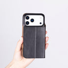 Bloomcase Magic Wallet Onyx Black Apple Iphone 17 Pro (6.3") Hakiki Deri Çıkarılabilir Cüzdanlı Telefon Kılıfı