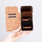 Bloomcase Magic Wallet Onyx Black Apple Iphone 17 Pro Max(6.9") Hakiki Deri Çıkarılabilir Cüzdanlı Telefon Kılıfı