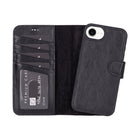 Bloomcase Magic Wallet Oynx Black Apple Iphone 17E / 16E (6.1") Hakiki Deri Çıkarılabilir Cüzdanlı Telefon Kılıfı