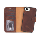 Bloomcase Magic Wallet Saddle Brown Apple Iphone 17E / 16E (6.1") Hakiki Deri Çıkarılabilir Cüzdanlı Telefon Kılıfı