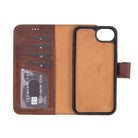 Bloomcase Magic Wallet Saddle Brown Apple Iphone 17E / 16E (6.1") Hakiki Deri Çıkarılabilir Cüzdanlı Telefon Kılıfı