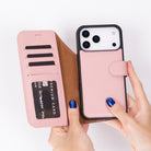 Bloomcase Magic Wallet Softy Peony Apple Iphone 17 Pro (6.3") Hakiki Deri Çıkarılabilir Cüzdanlı Telefon Kılıfı