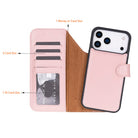 Bloomcase Magic Wallet Softy Peony Apple Iphone 17 Pro (6.3") Hakiki Deri Çıkarılabilir Cüzdanlı Telefon Kılıfı