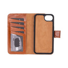Bloomcase Magic Wallet Tan Apple Iphone 17E / 16E (6.1") Hakiki Deri Çıkarılabilir Cüzdanlı Telefon Kılıfı