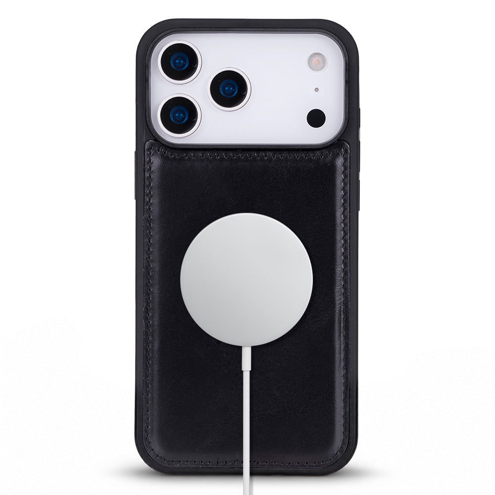 Bloomcase Mono Obsidian Black Apple Iphone 17 Pro (6.3") Hakiki Deri Magsafe Kılıf