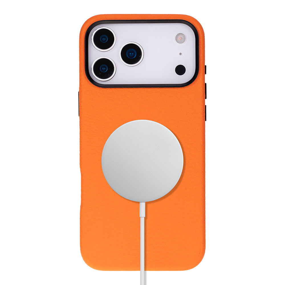 Bloomcase Mono Pebble Orange Apple Iphone 17 Pro (6.3") Hakiki Deri Magsafe Kılıf