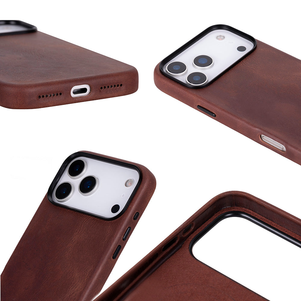 Bloomcase Mono Saddle Brown Apple Iphone 17 Pro (6.3") Hakiki Deri Magsafe Kılıf