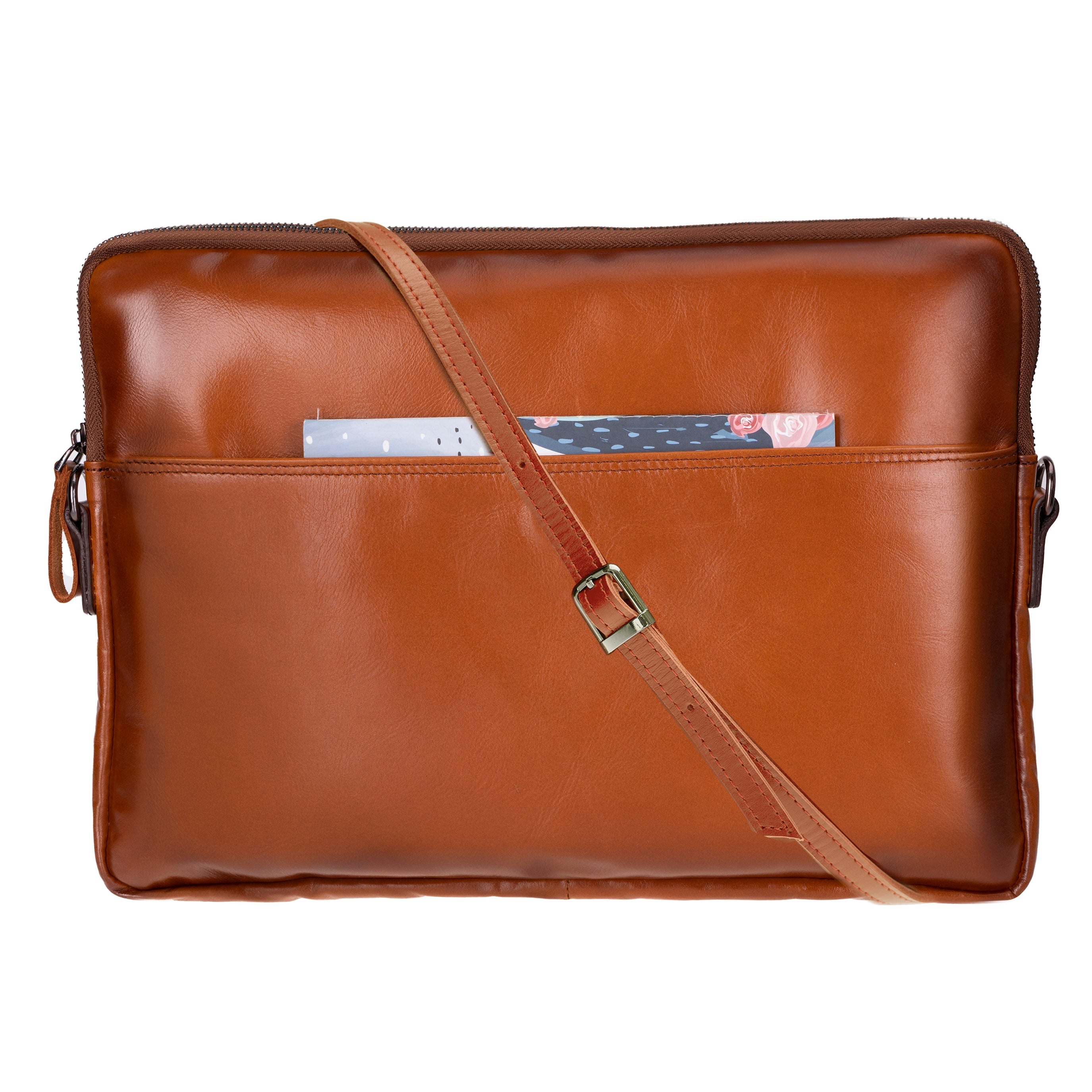 Bloomsleeve Leeds 16" Sandy Tan Hakiki Deri Laptop & Tablet Askılı Kılıfı