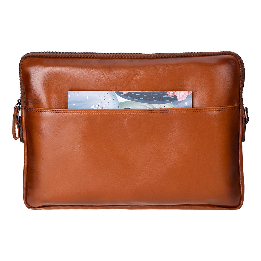 Bloomsleeve Leeds 16" Sandy Tan Hakiki Deri Laptop & Tablet Askılı Kılıfı