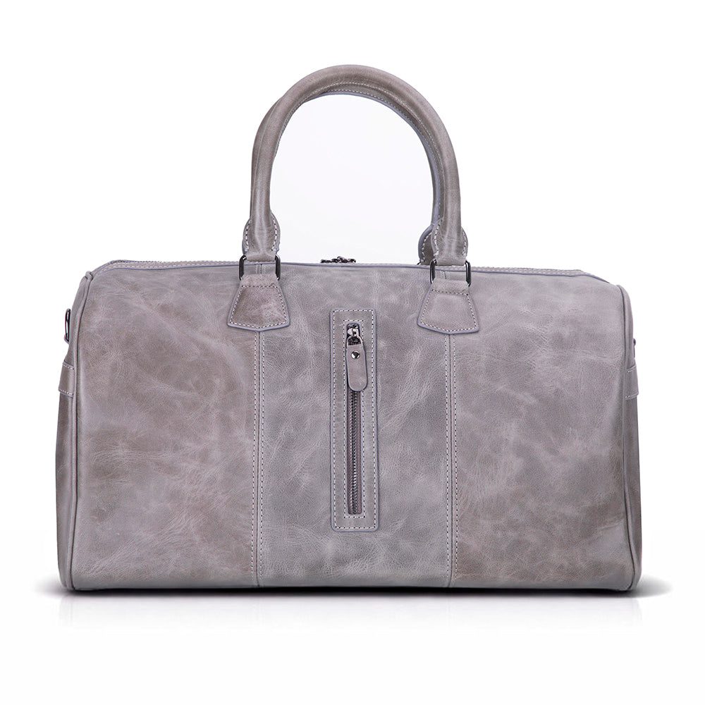 Bloomvoyage Ash Gray Hakiki Deri Duffle Çanta - Kadın Seyahat & Hafta Sonu Çantası