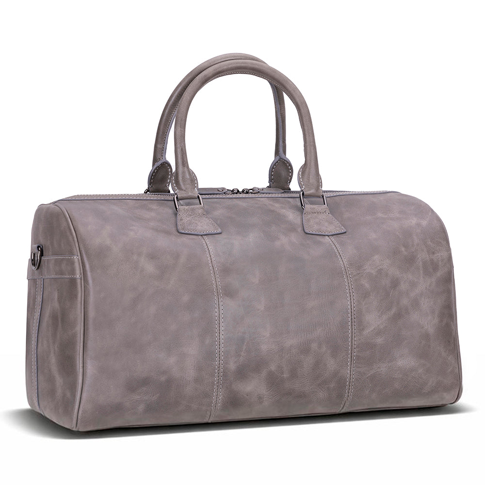 Bloomvoyage Ash Gray Hakiki Deri Duffle Çanta - Kadın Seyahat & Hafta Sonu Çantası