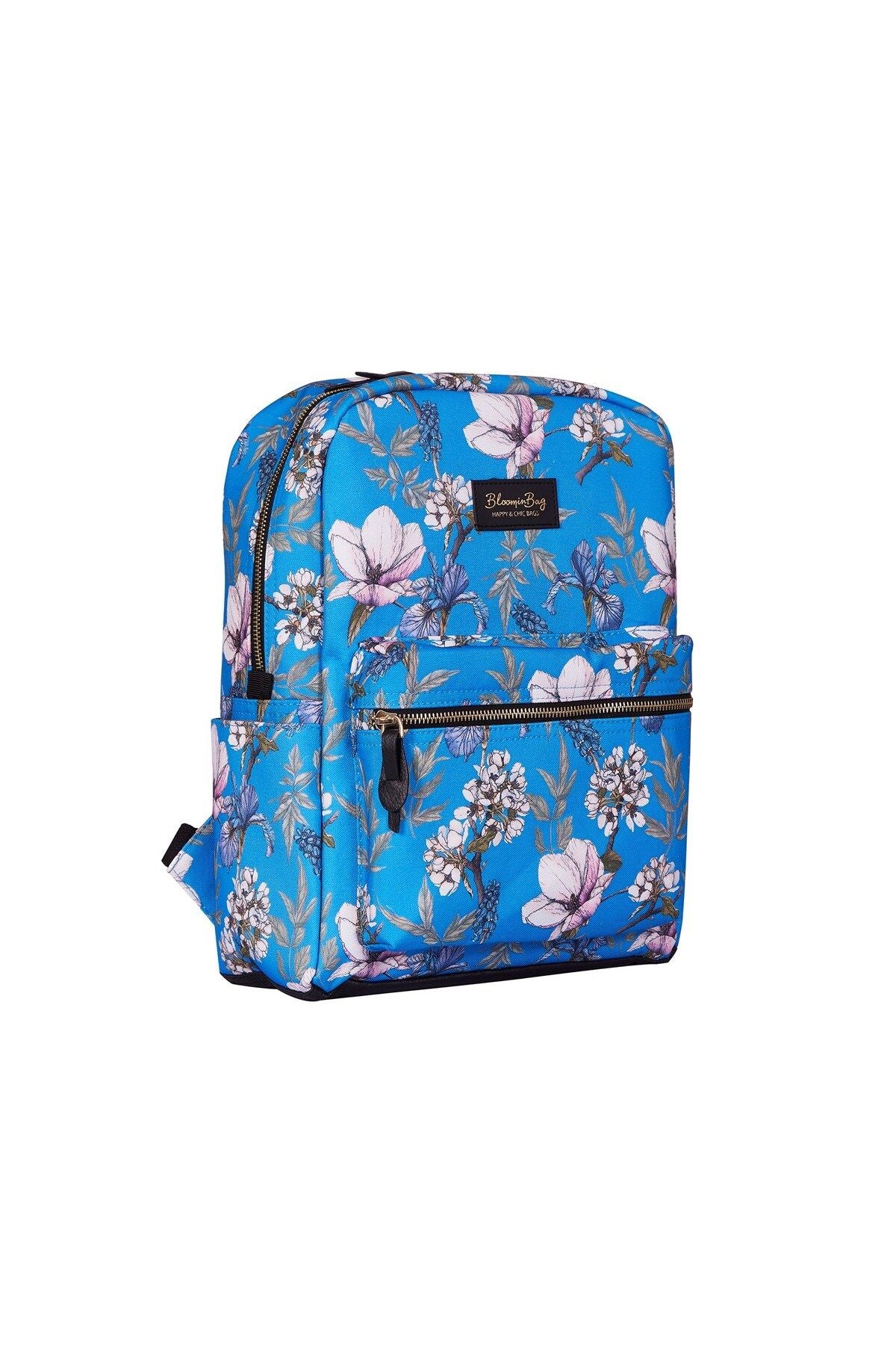 Bloominbag-Blue Cherry Blossom 13 14 Inç Sırt Laptop / Macbook çantası-3-Milagron.com