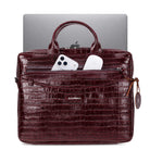 Burgundy Croco Hakiki Deri 13-14 Inç Macbook/Laptop Çantası