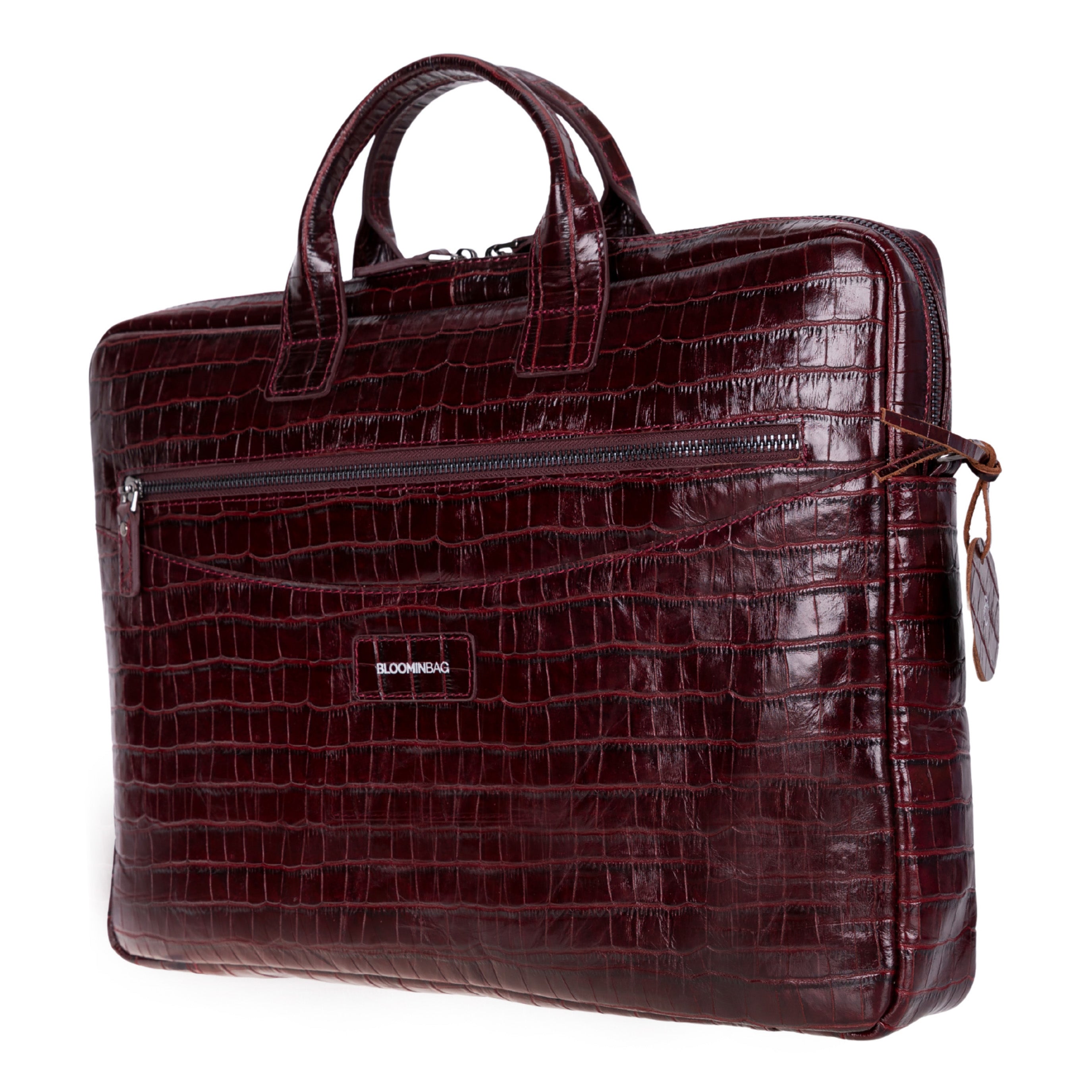 Burgundy Croco Hakiki Deri 15-16 Inç Macbook/Laptop Çantası