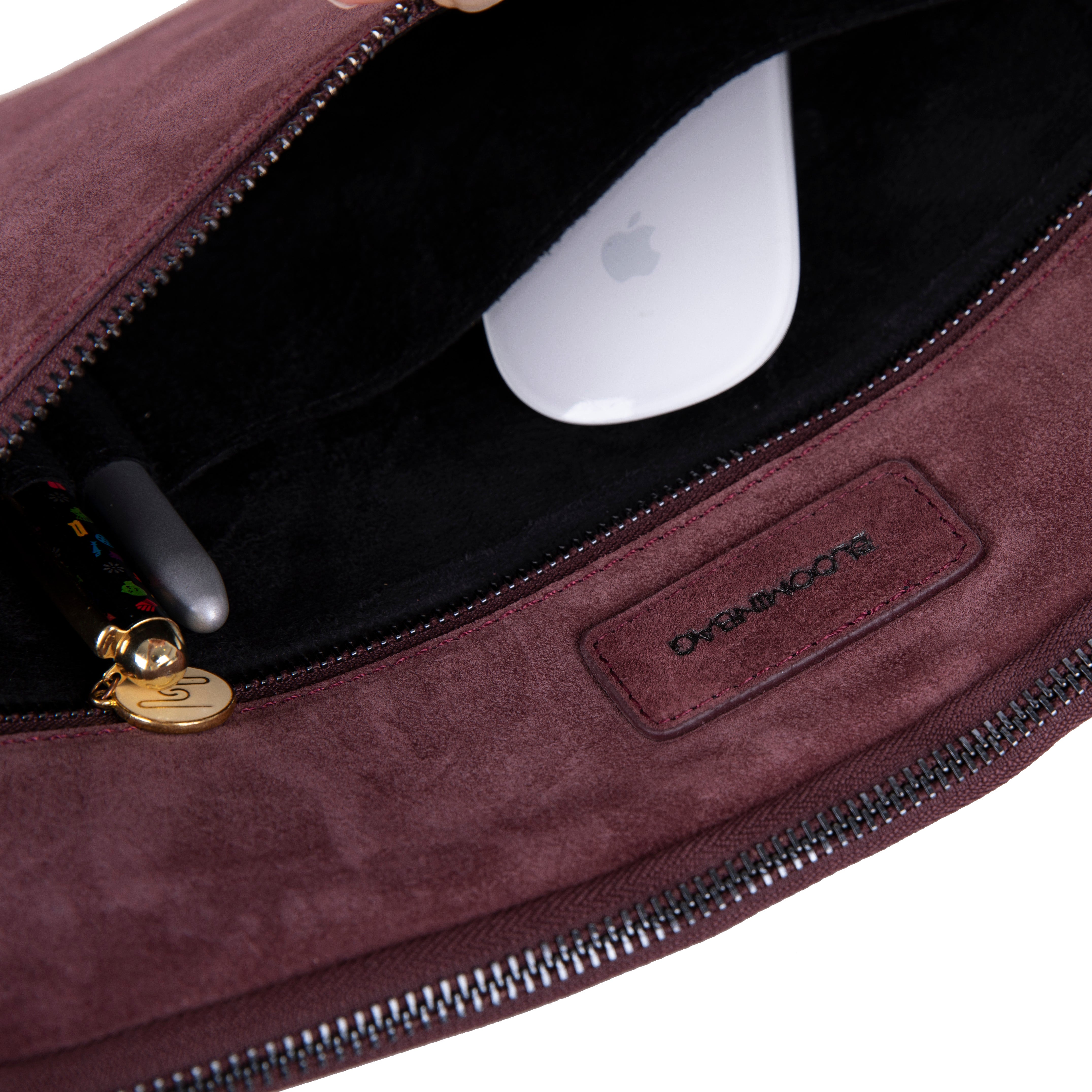 Burgundy Still Hakiki Süet Deri 13-14 Inç Macbook/Laptop Kılıfı