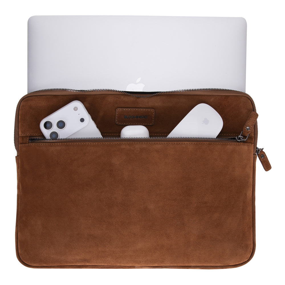 Camel Still Hakiki Süet Deri 15-16 Inç Macbook/Laptop Kılıfı