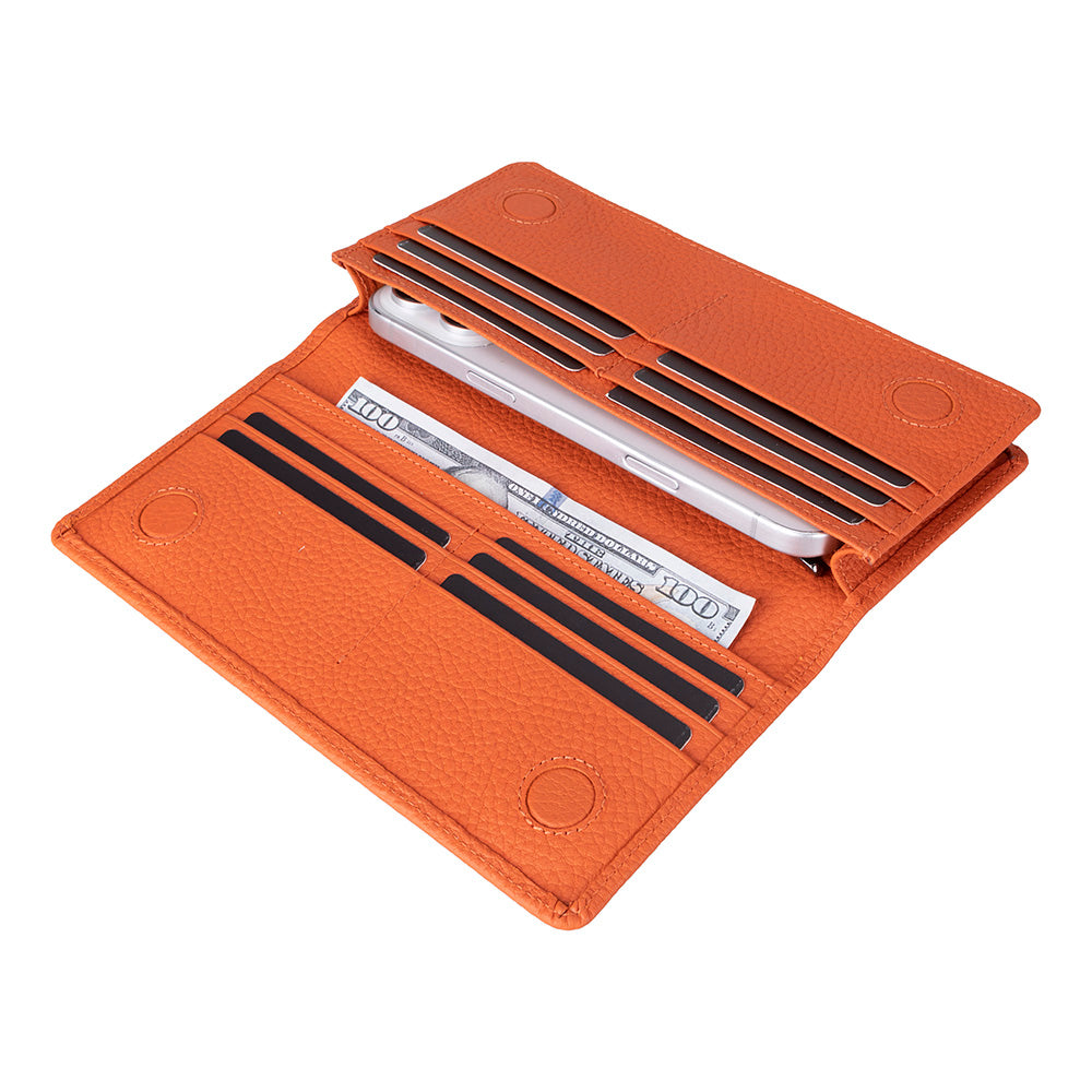 Bloominbag-Celestina Pebble Orange Hakiki Deri Telefon Bölmeli Cüzdan-2-Milagron.com
