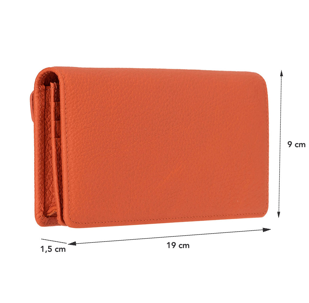 Bloominbag-Celestina Pebble Orange Hakiki Deri Telefon Bölmeli Cüzdan-4-Milagron.com