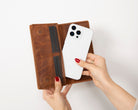 Bloominbag-Celestina Saddle Brown Hakiki Deri Telefon Bölmeli Cüzdan-3-Milagron.com