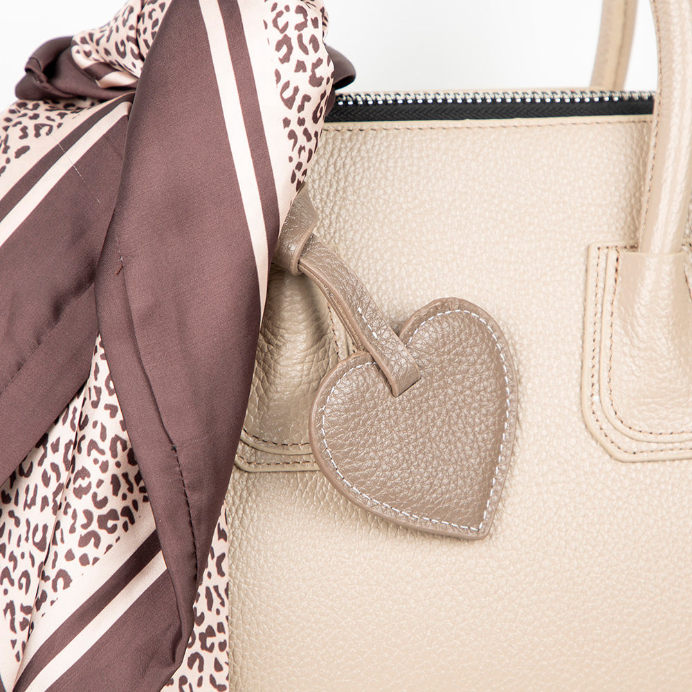 Cuore Dusty Mink Hakiki Deri Çanta Charm