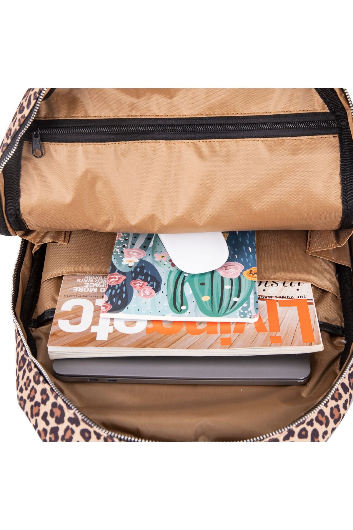 Bloominbag-Earthy Leopard 13 14 Inç Laptop / Mac Book Sırt çantası-5-Milagron.com