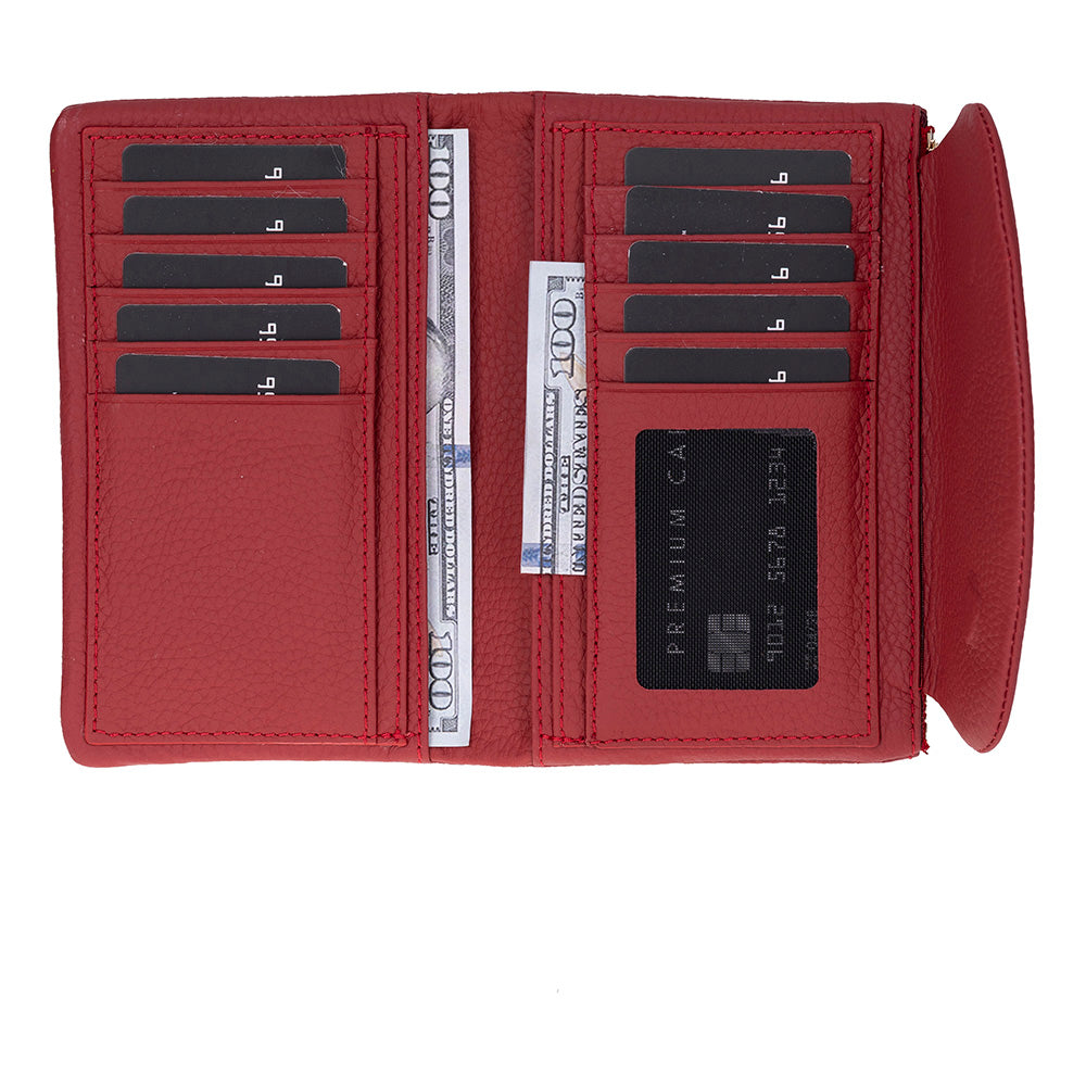 Élia Crimson Red Medium Deri Kadın Cüzdan & Clutch