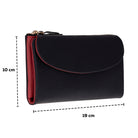 Élia Double Band Noir Black-Red Large Deri Kadın Cüzdan & Clutch