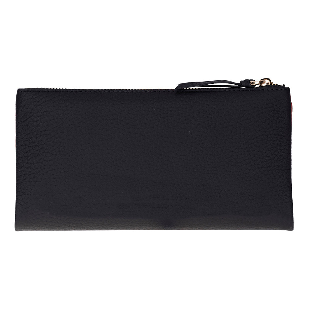 Élia Double Band Noir Black-Red Large Deri Kadın Cüzdan & Clutch