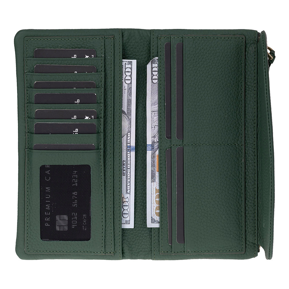 Élia Emerald Jewel Large Deri Kadın Cüzdan & Clutch