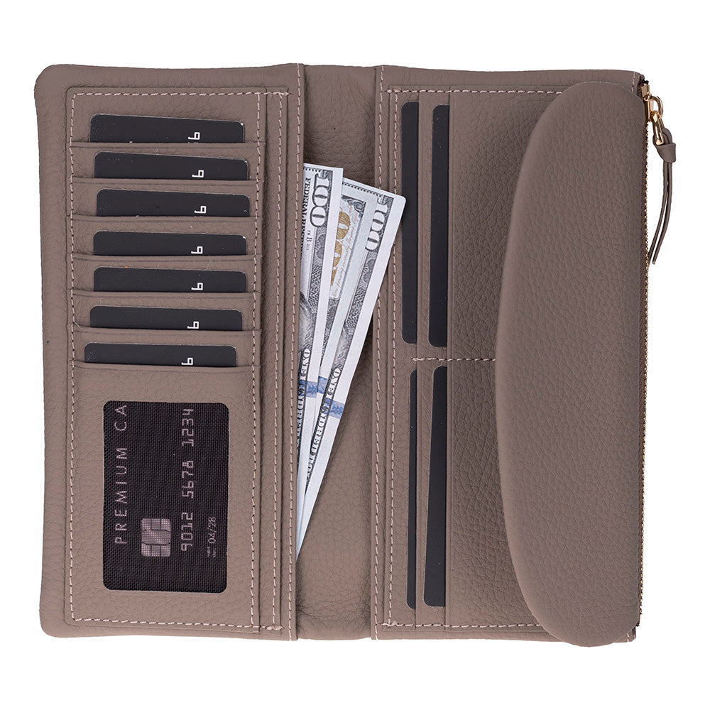 Élia Mink Taupe Large Deri Kadın Cüzdan & Clutch