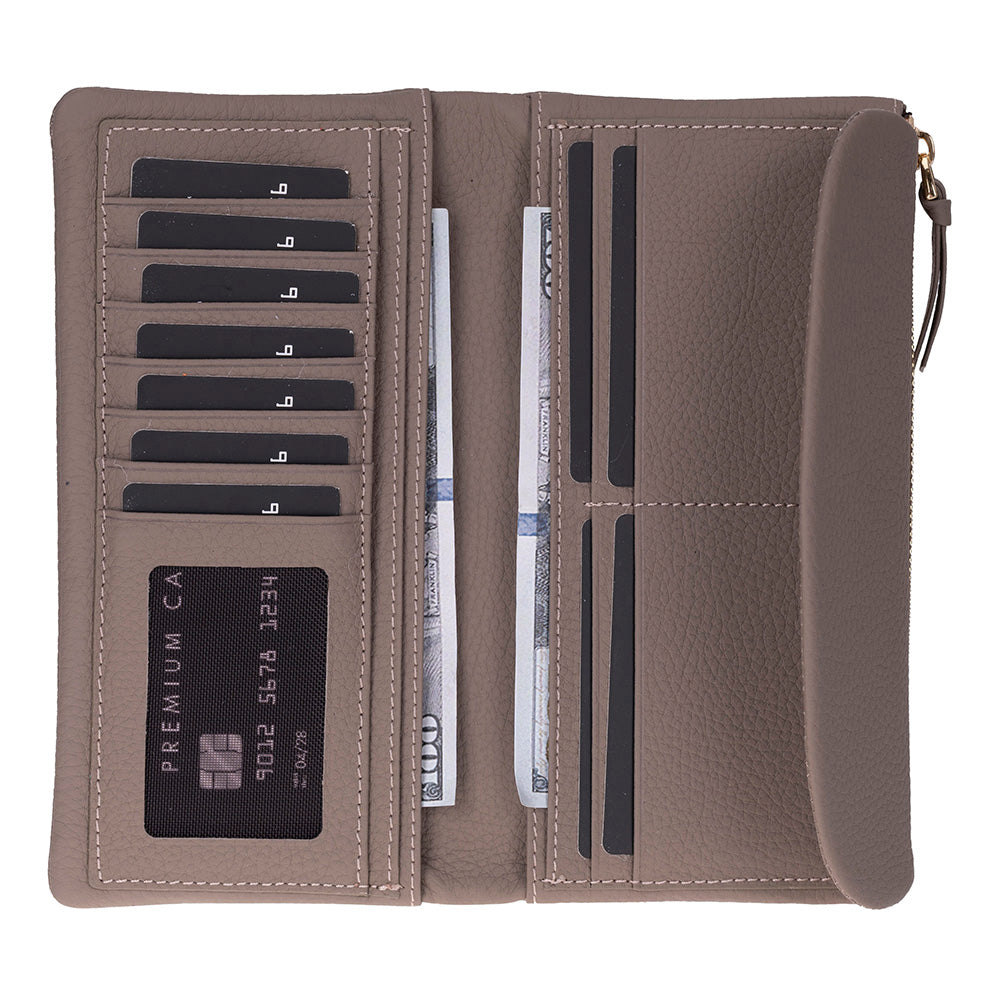 Élia Mink Taupe Large Deri Kadın Cüzdan & Clutch