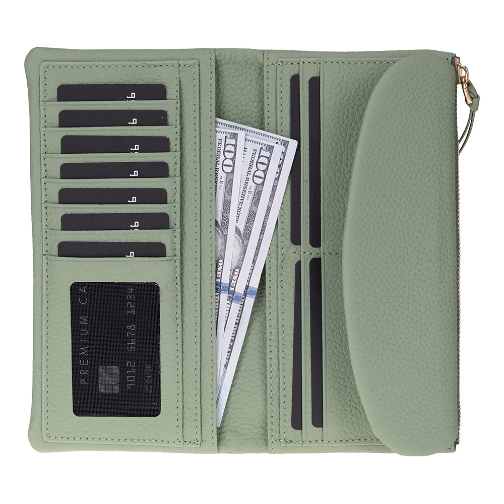 Élia Soft Matcha Large Deri Kadın Cüzdan & Clutch