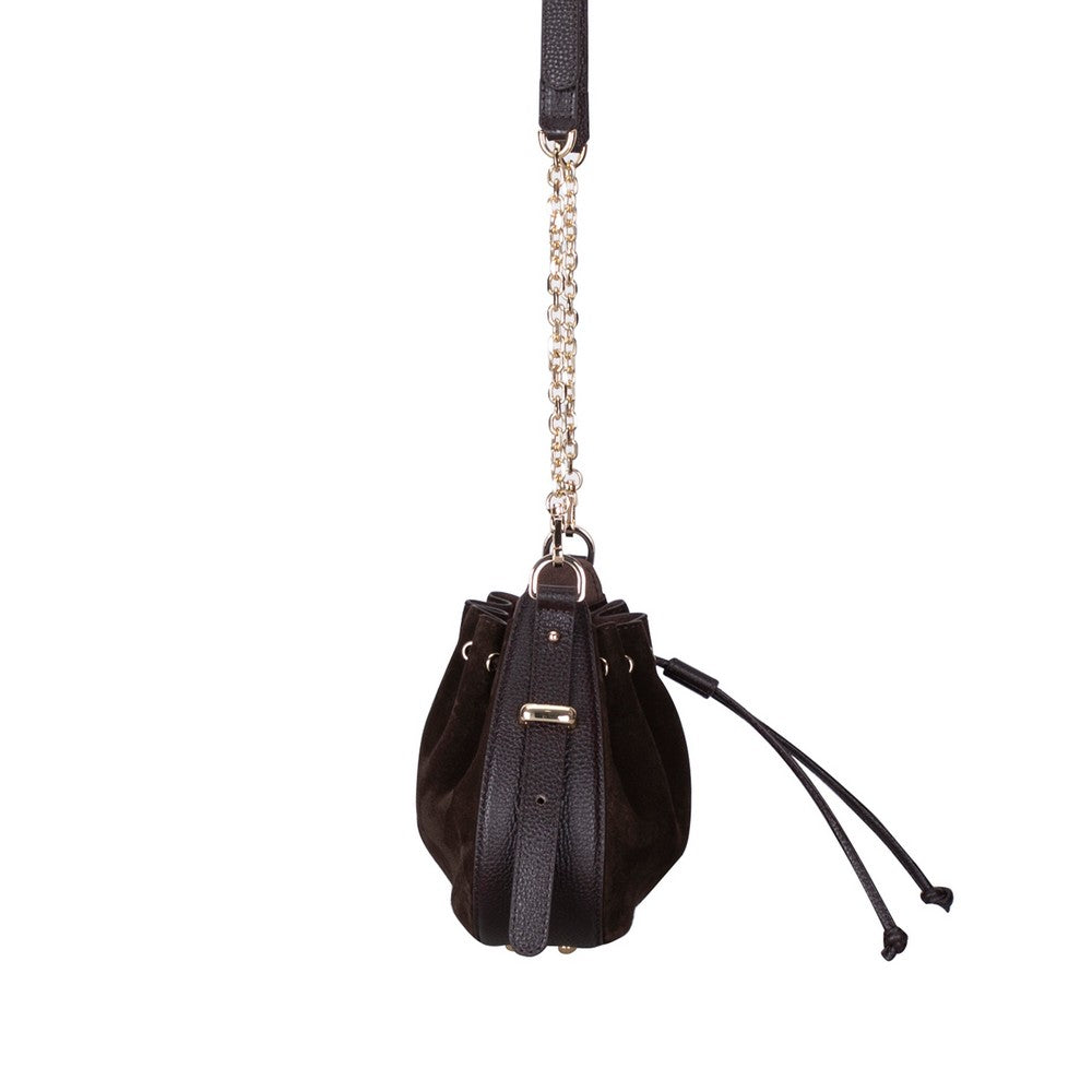 Bloominbag-Haze Soft Süet Kahverengi Büzgülü Kadın Omuz çantası – Umber Brown Drawstring Bag-5-Milagron.com