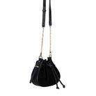 Bloominbag-Haze Soft Süet Siyah Büzgülü Kadın Omuz çantası – Noir Black Drawstring Bag-1-Milagron.com