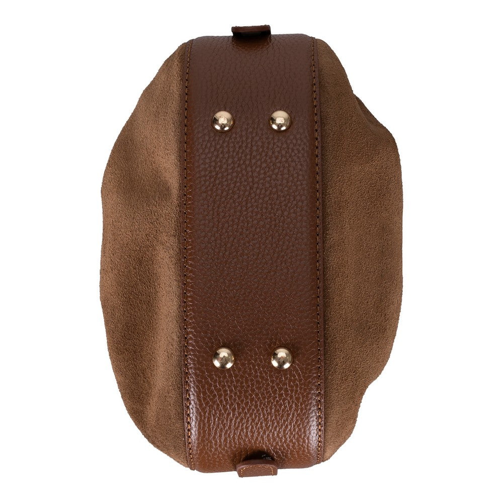 Bloominbag-Haze Soft Süet Taba Büzgülü Kadın Omuz çantası – Sahara Tan Drawstring Bag-4-Milagron.com