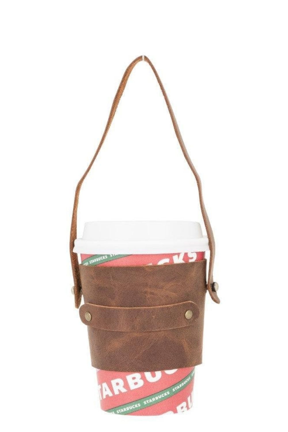 Lattea Hakiki Deri Askılı Kahve Bardak Taşıyıcısı - Mocca Clay - 4