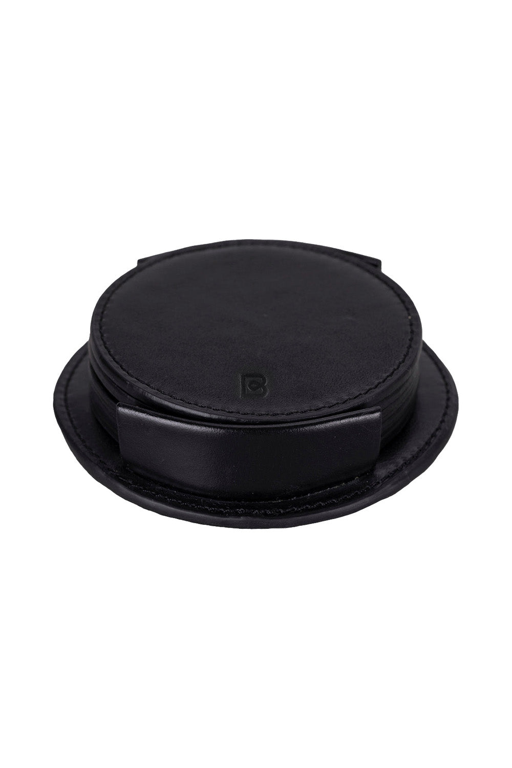 Bloominbag-Lavion Siyah Deri Yuvarlak Bardak Altlığı Seti (5'li)-Bardak Altlığı-2-Milagron.com