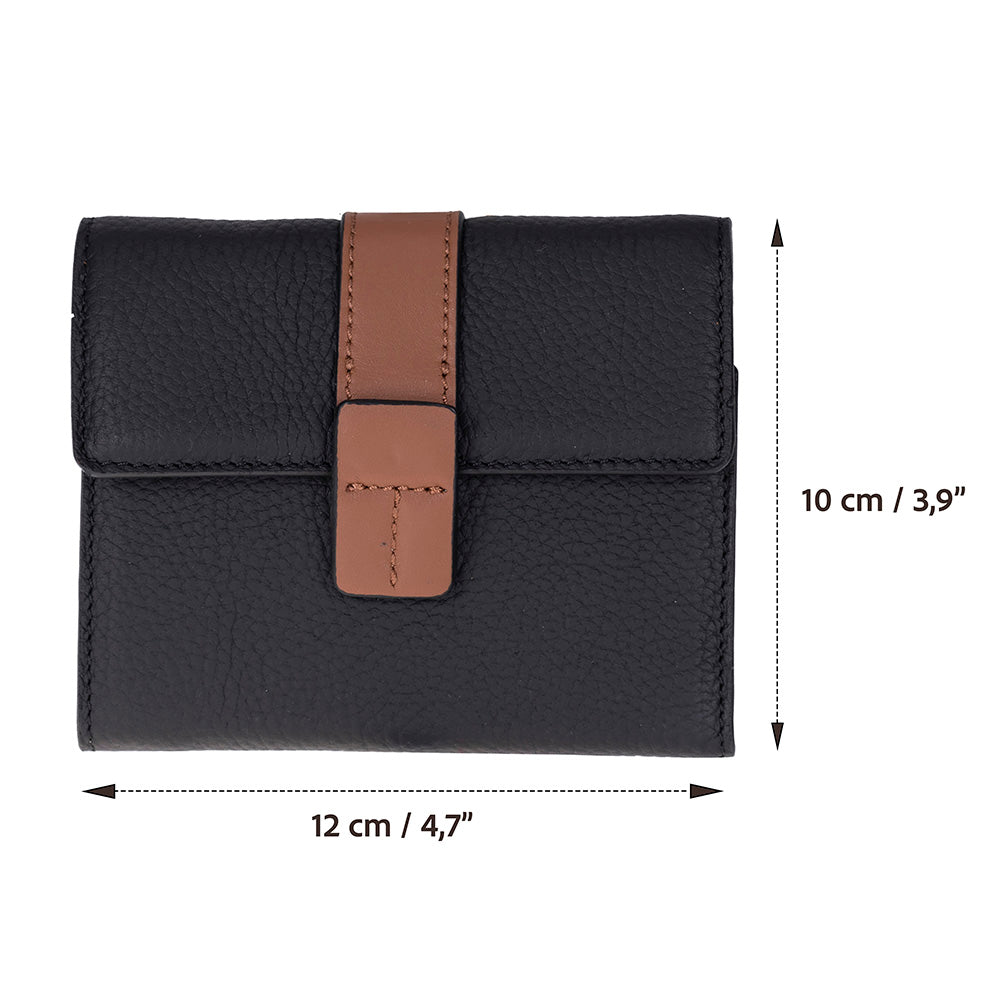 Bloominbag-Liora Color Band Deri Kadın Cüzdan – Siyah & Karamel-3-Milagron.com