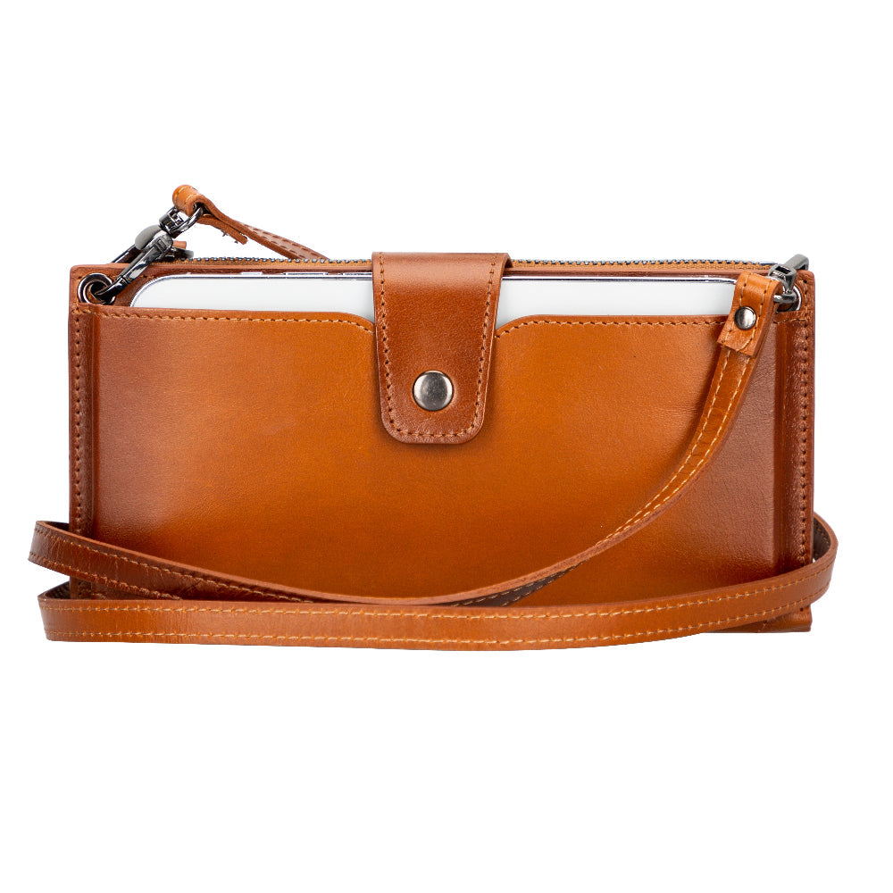 Bloominbag-Lozan Strap Cognac Tan Gerçek Deri çapraz Askılı Cüzdan çanta-2-Milagron.com