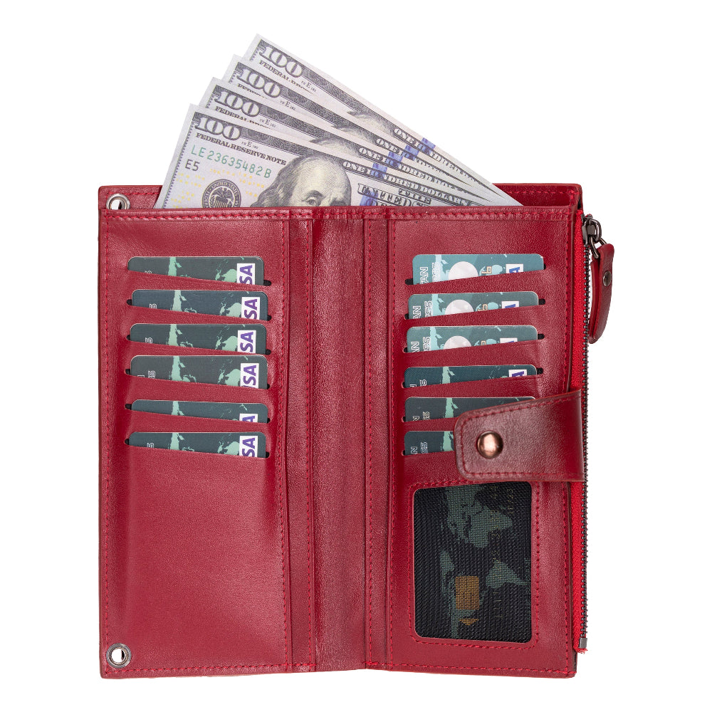 Lozan Strap Crimson Red Gerçek Deri Omuz Askılı Telefon Bölmeli Cüzdan Çanta